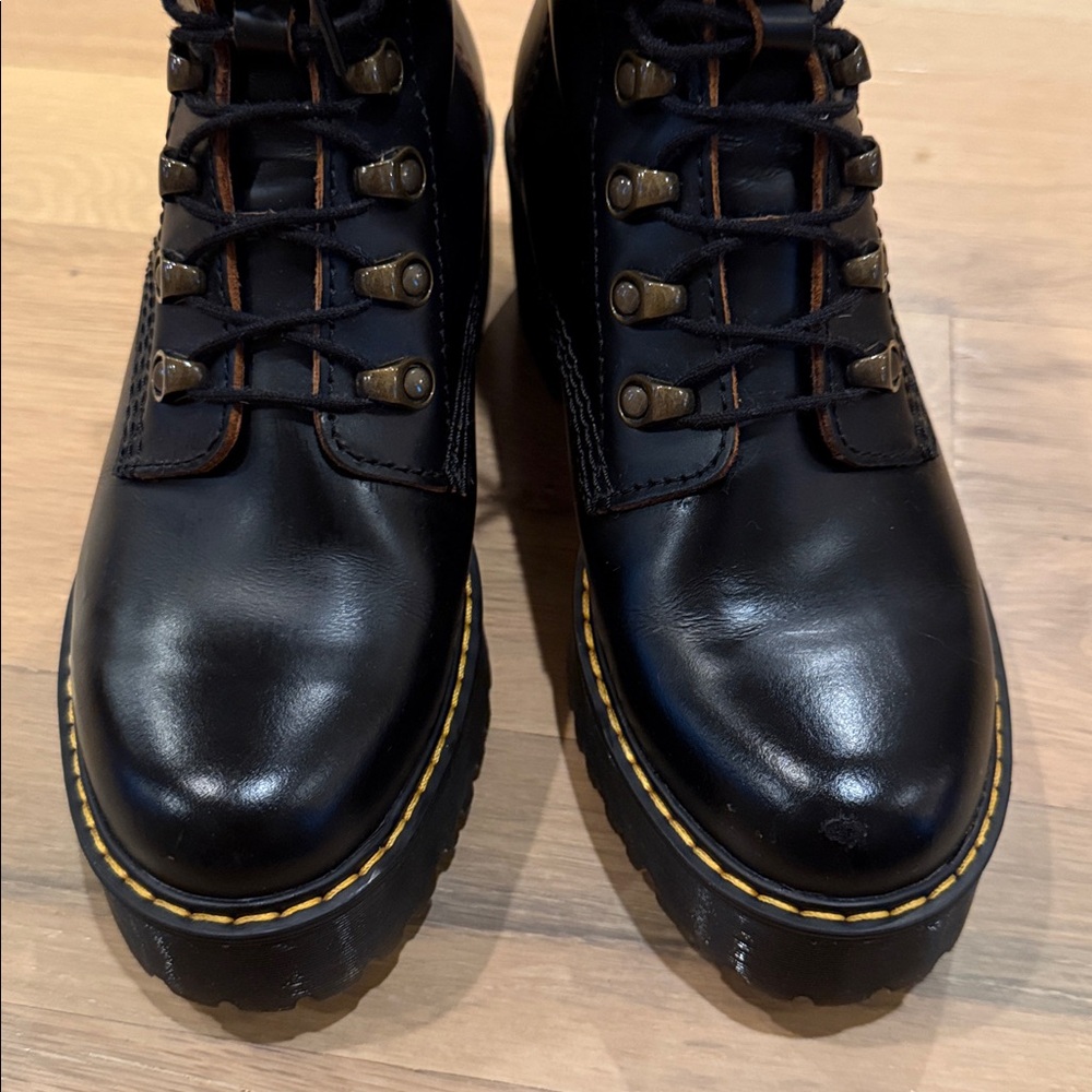 Dr. Martens Women's Leona Black Leather Platform Boot - Picture 12 of 13